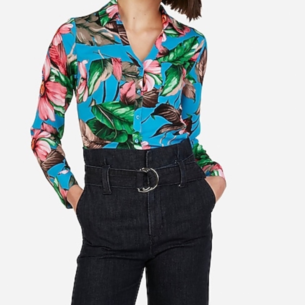 Express Floral/Hawaiian slim fit portofino shirt